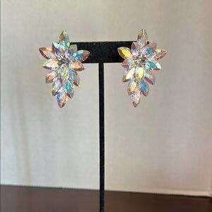 Iridescent Crystal Leaf Earrings